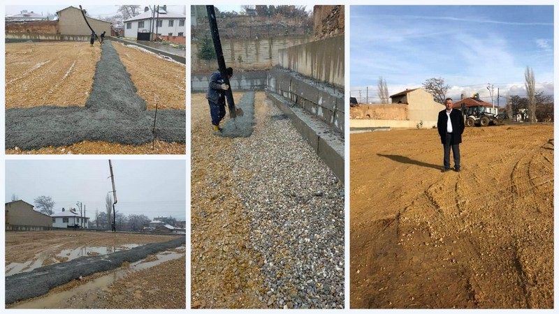Kocaöz’de halı saha çalışmaları tüm hızıyla devam ediyor